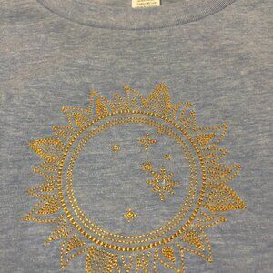 Crop top Light Blue with SUN embroidery on front